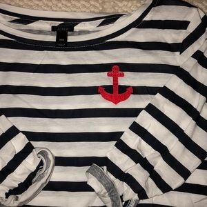 MUST GO BY 8/5: J Crew Striped Anchor Tshirt